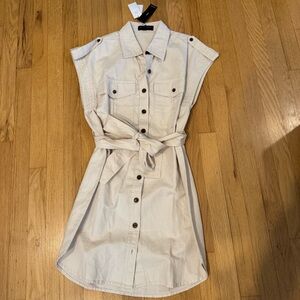 Banana Republic Cream Mini Dress with Button Detail - Petite M